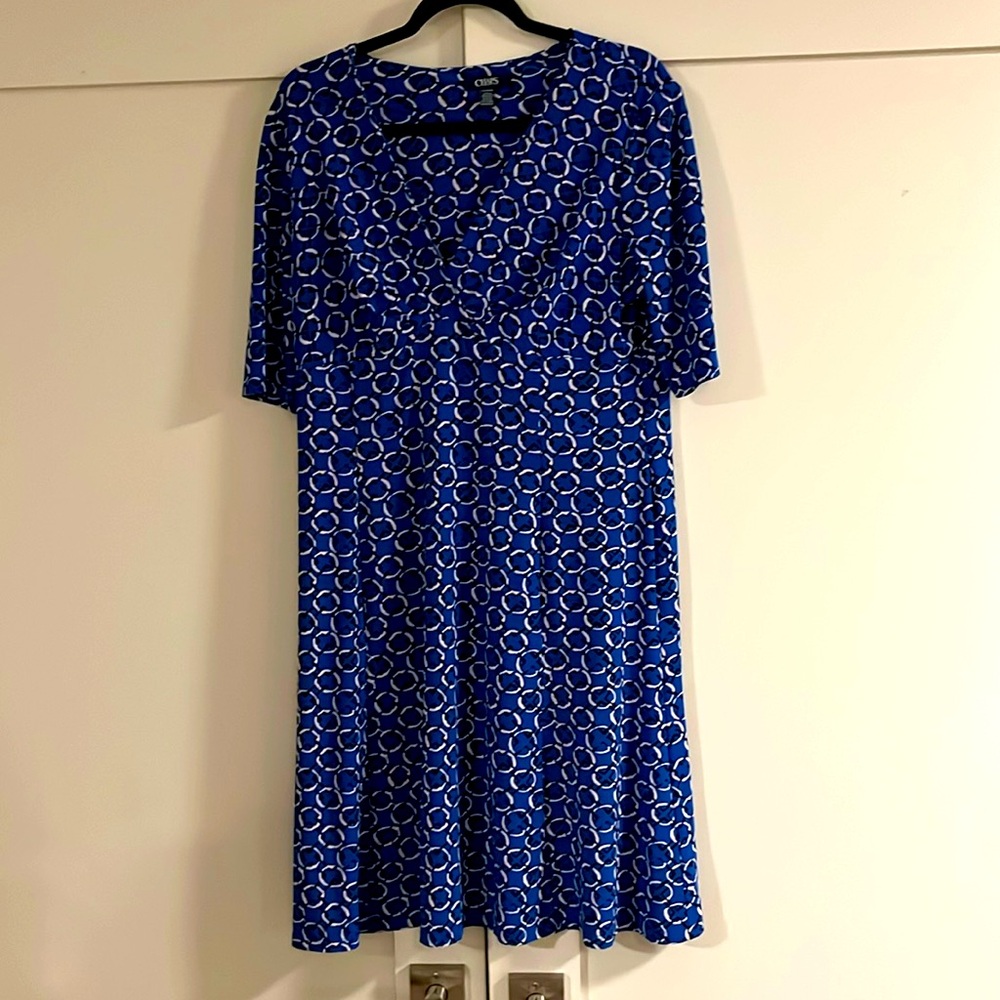 Chaps - Midi Dress (Blue, White & Black)- Used Good Condition. Beautiful design